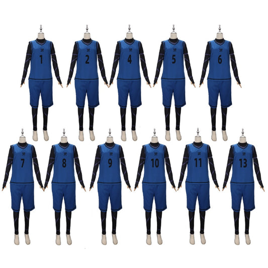 Cosplay Costume Team Z Blue Lock Anime Cosplay Maillot de Football Bleu Homme