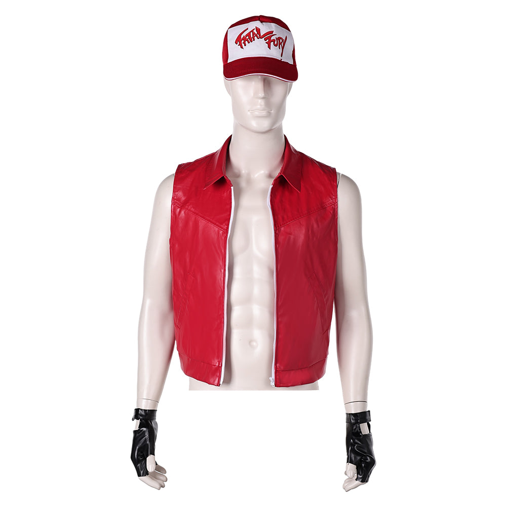 Tekken 8 Terry Veste Rouge+Chapeau+Gants Cosplay Costume