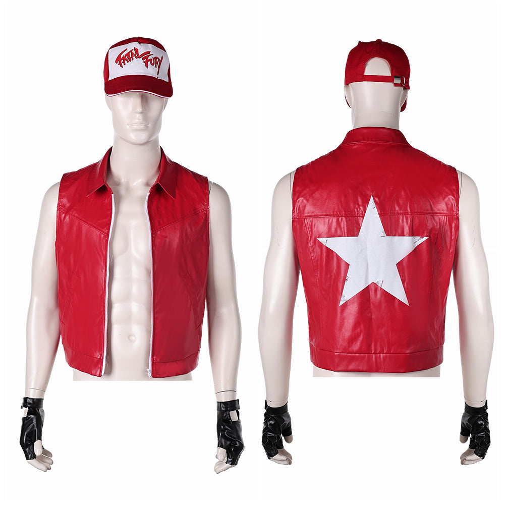 Tekken 8 Terry Veste Rouge+Chapeau+Gants Cosplay Costume