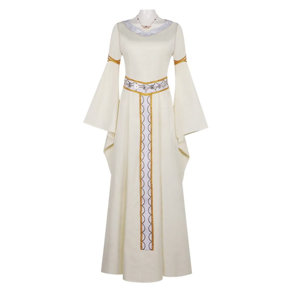 The Lord of The Rings Eowyn Robe Blanche Longue Médiévale Vintage Cosplay Costume