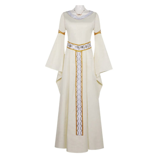 The Lord of The Rings Eowyn Robe Blanche Longue Médiévale Vintage Cosplay Costume