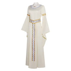 The Lord of The Rings Eowyn Robe Blanche Longue Médiévale Vintage Cosplay Costume