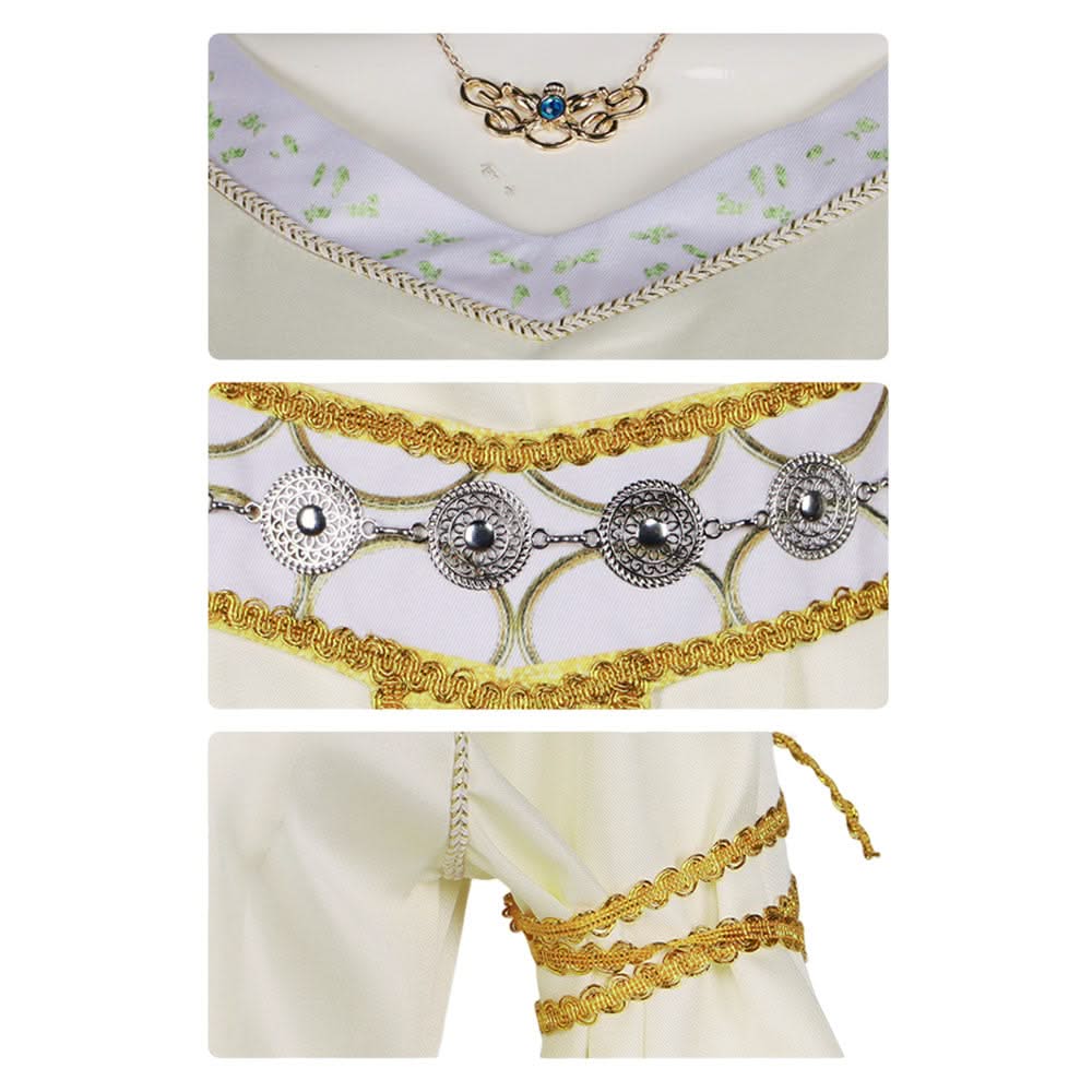 The Lord of The Rings Eowyn Robe Blanche Longue Médiévale Vintage Cosplay Costume