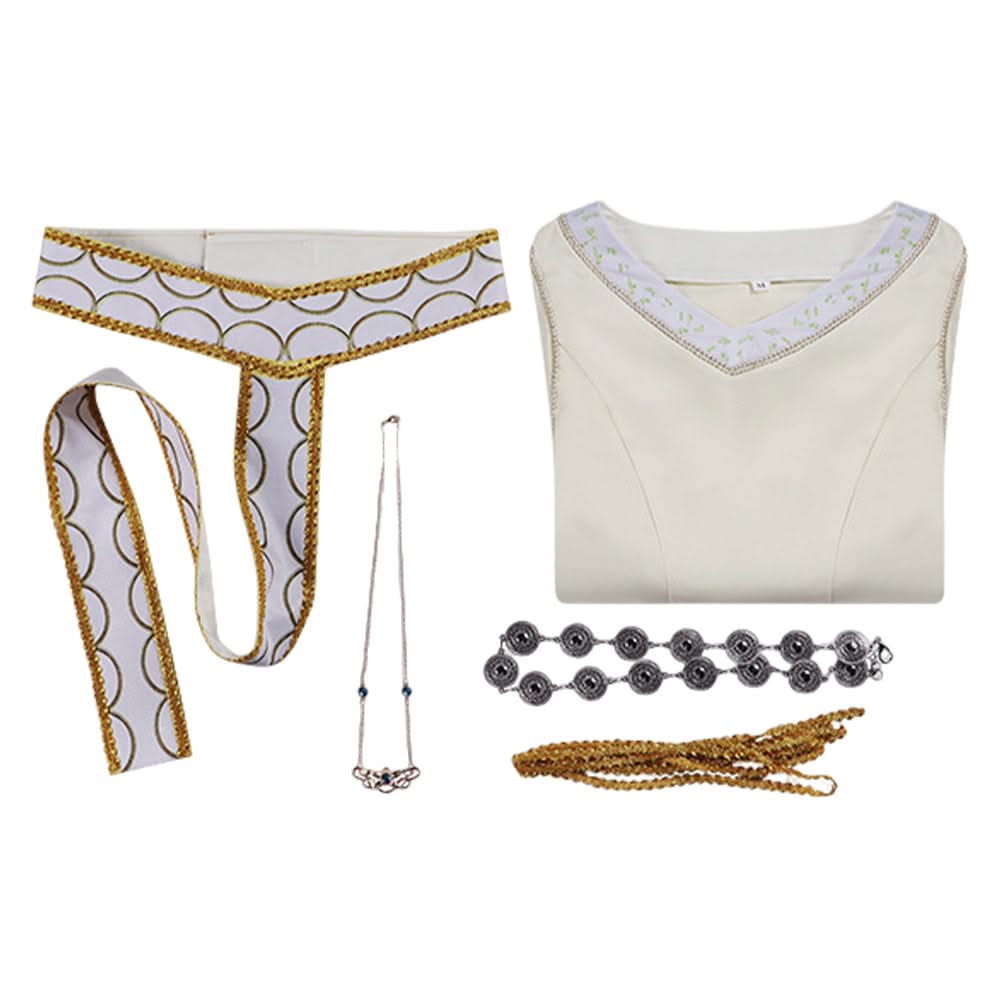 The Lord of The Rings Eowyn Robe Blanche Longue Médiévale Vintage Cosplay Costume