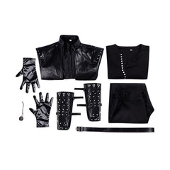 The Witcher Geralt of Rivia Loup Blanc Tenue Noire Cosplay Costume