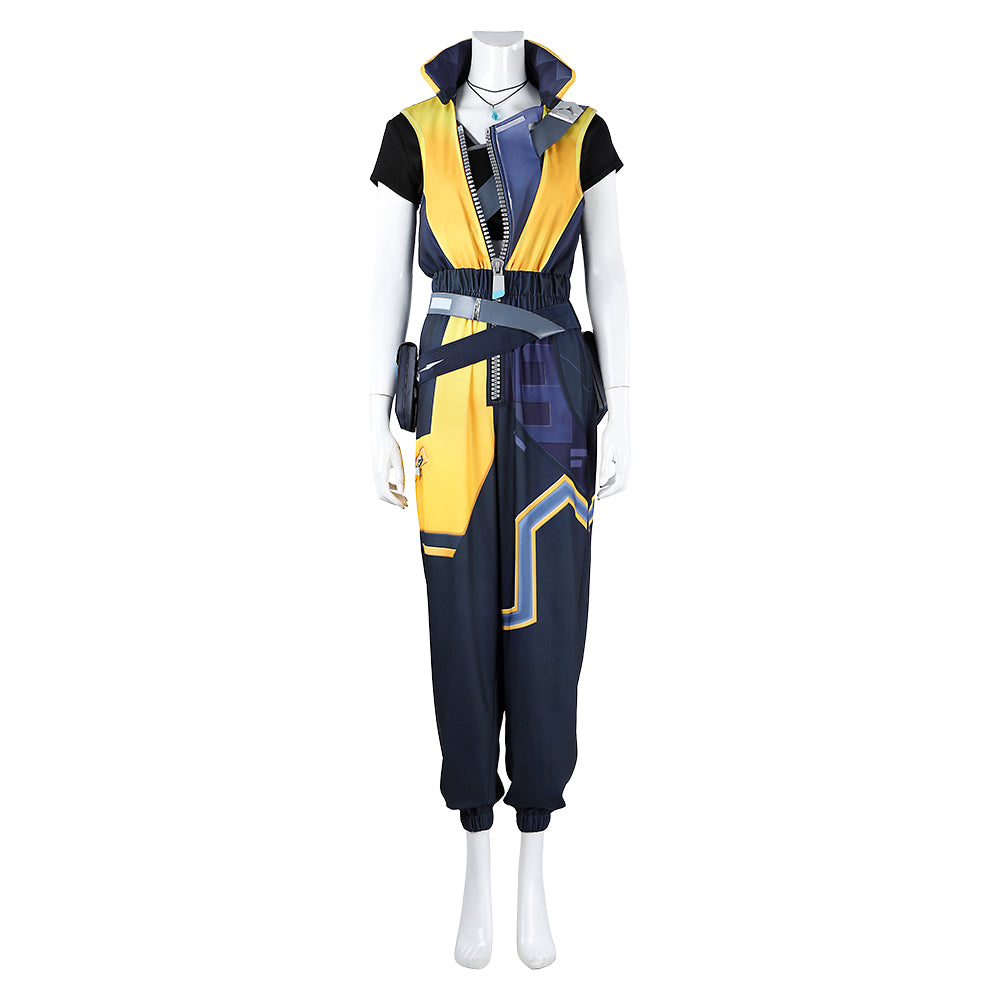 Valorant Waylay Tenue Jaune et Bleue Cosplay Costume