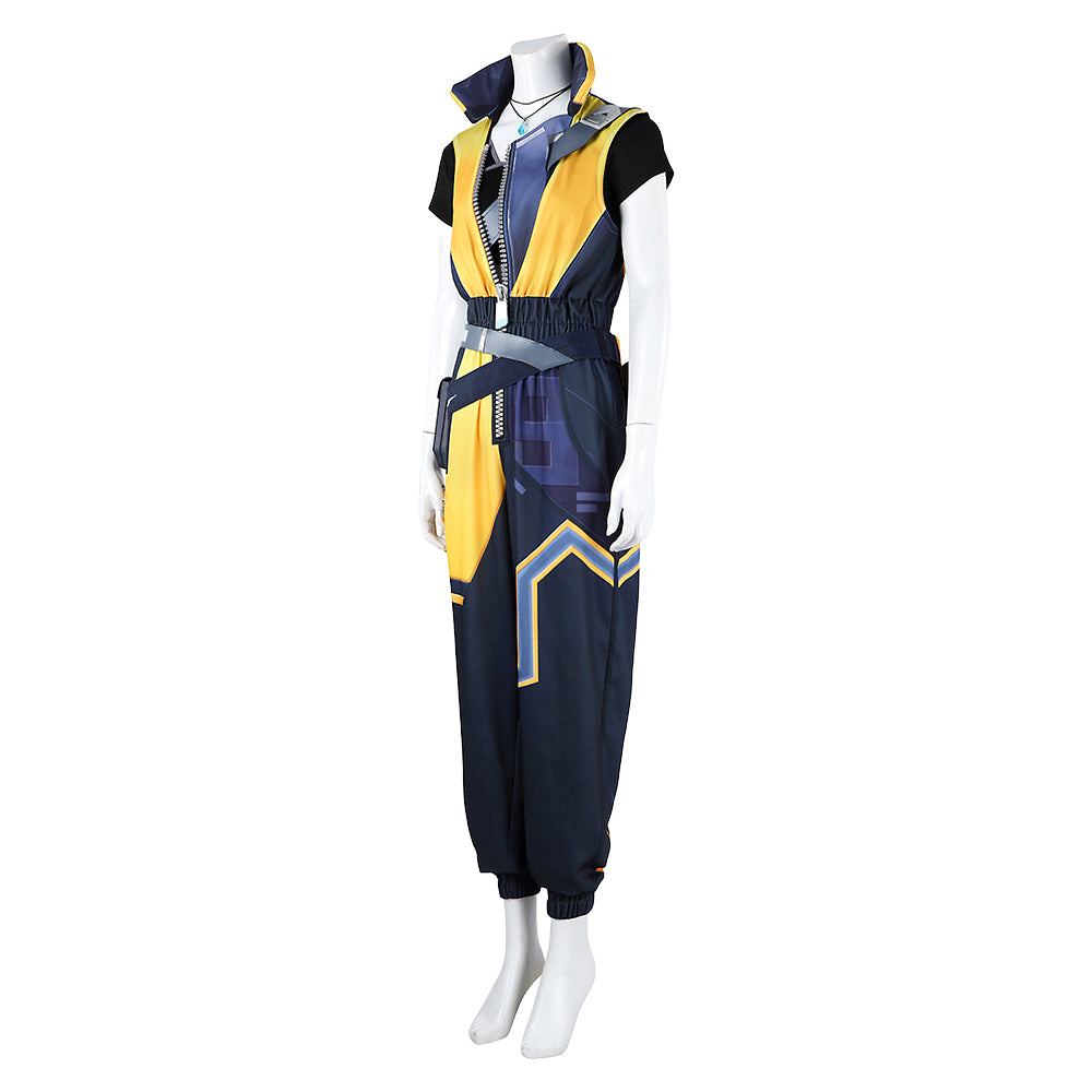 Valorant Waylay Tenue Jaune et Bleue Cosplay Costume