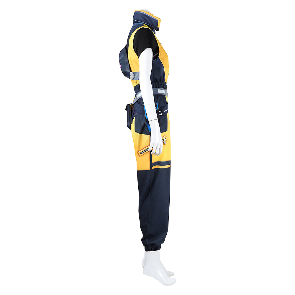 Valorant Waylay Tenue Jaune et Bleue Cosplay Costume