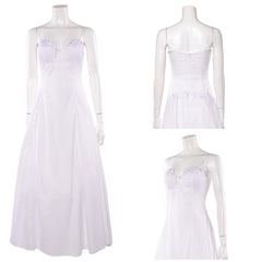Wicked: For Good(2025) Glinda Robe Blanche sans Bretelles Cosplay Costume