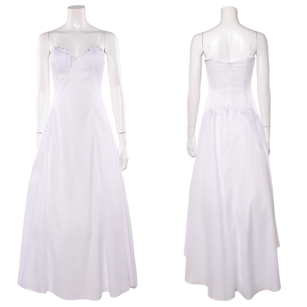 Wicked: For Good(2025) Glinda Robe Blanche sans Bretelles Cosplay Costume