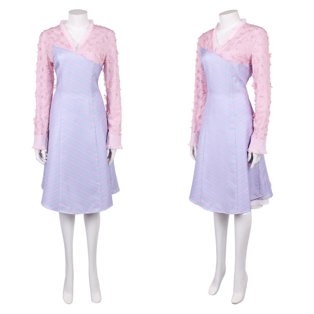 Wicked: For Good(2025) Robe à Rayures Roses et Violettes Cosplay Costume