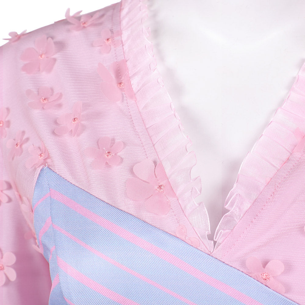 Wicked: For Good(2025) Robe à Rayures Roses et Violettes Cosplay Costume