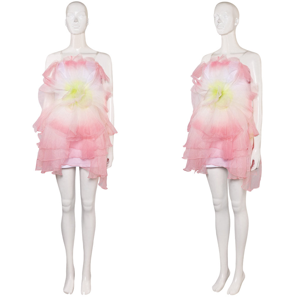 Wicked(2024) Glinda Robe en Forme de Fleurs Rose Cosplay Costume