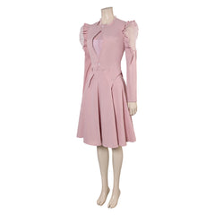 Wicked(2024) Glinda Robe Rose à Manches Bouffantes Cosplay Costume