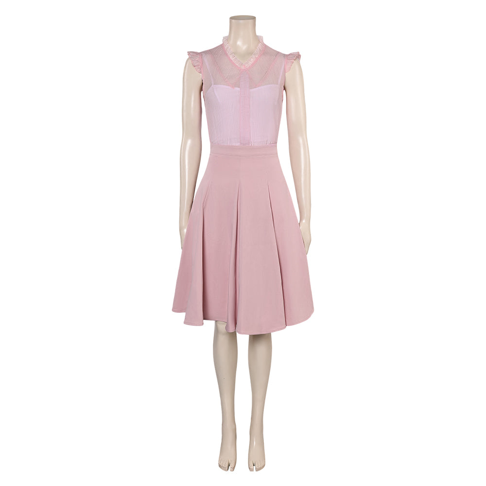 Wicked(2024) Glinda Robe Rose à Manches Bouffantes Cosplay Costume