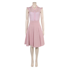 Wicked(2024) Glinda Robe Rose à Manches Bouffantes Cosplay Costume