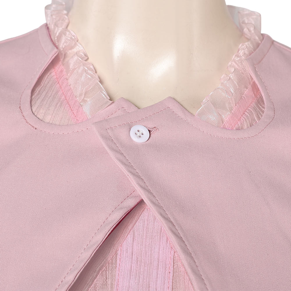 Wicked(2024) Glinda Robe Rose à Manches Bouffantes Cosplay Costume