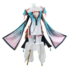 Wuthering Waves Zhezhi Tenue Blanche et Bleue Cosplay Costume