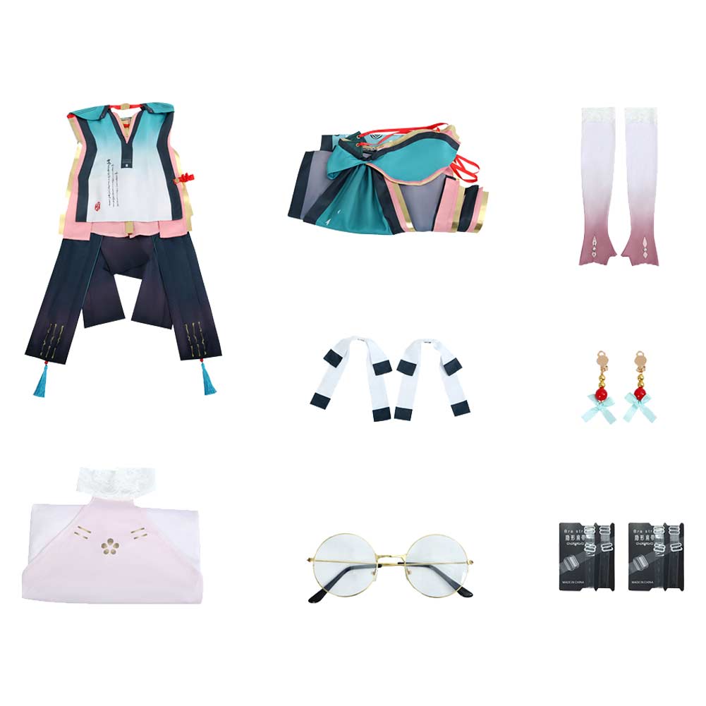 Wuthering Waves Zhezhi Tenue Blanche et Bleue Cosplay Costume