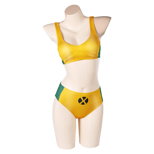 X-Men Rogue Maillot de Bain Bikini Jaune Sexy Cosplay Costume