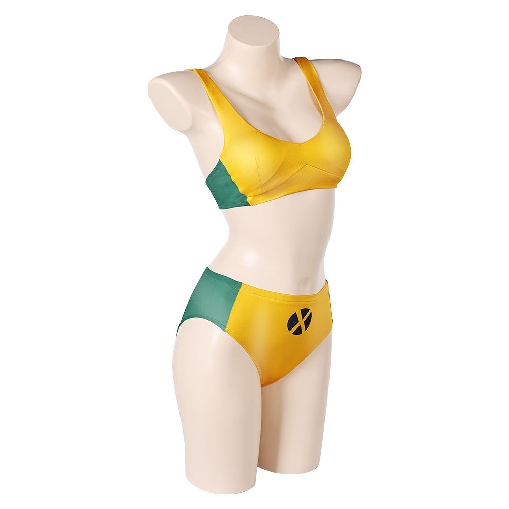 X-Men Rogue Maillot de Bain Bikini Jaune Sexy Cosplay Costume