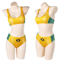 X-Men Rogue Maillot de Bain Bikini Jaune Sexy Cosplay Costume