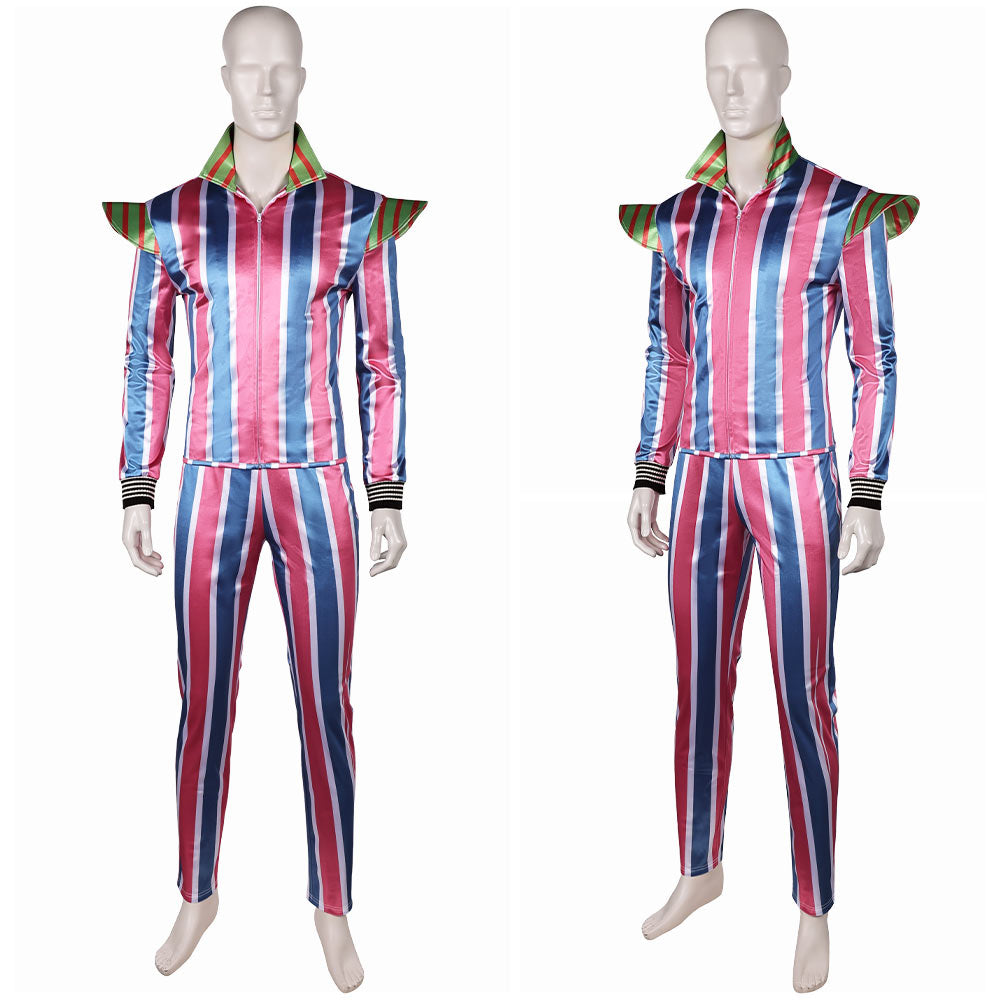 Ziggy Stardust David Bowie Tenue Rayé Bleu et Rose 1970s Costume Vintage