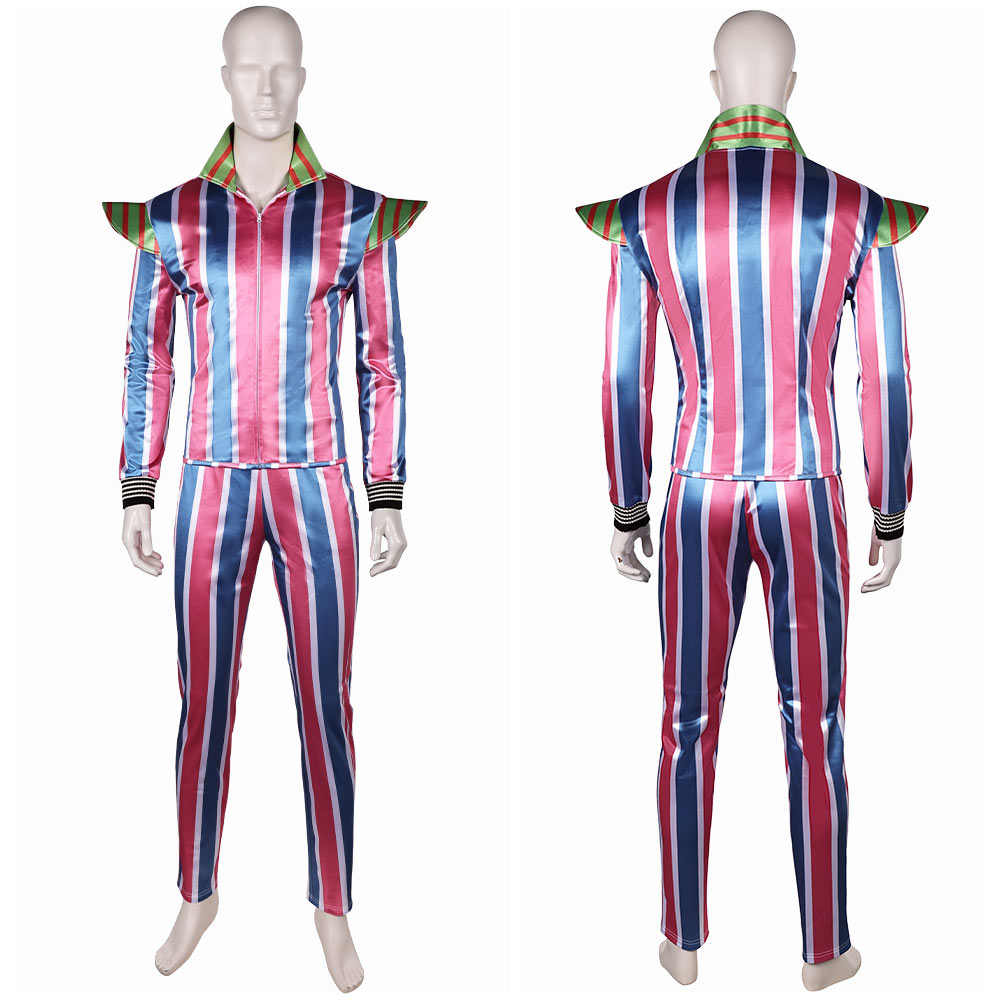 Ziggy Stardust David Bowie Tenue Rayé Bleu et Rose 1970s Costume Vintage