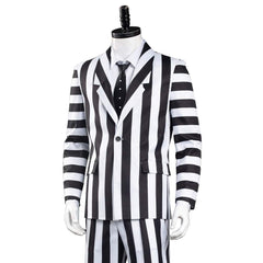 Beetlejuice Adam Rayures Noires et Blanches Halloween Carnaval Cosplay Costume