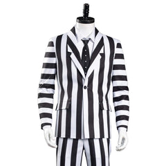 Beetlejuice Adam Rayures Noires et Blanches Halloween Carnaval Cosplay Costume
