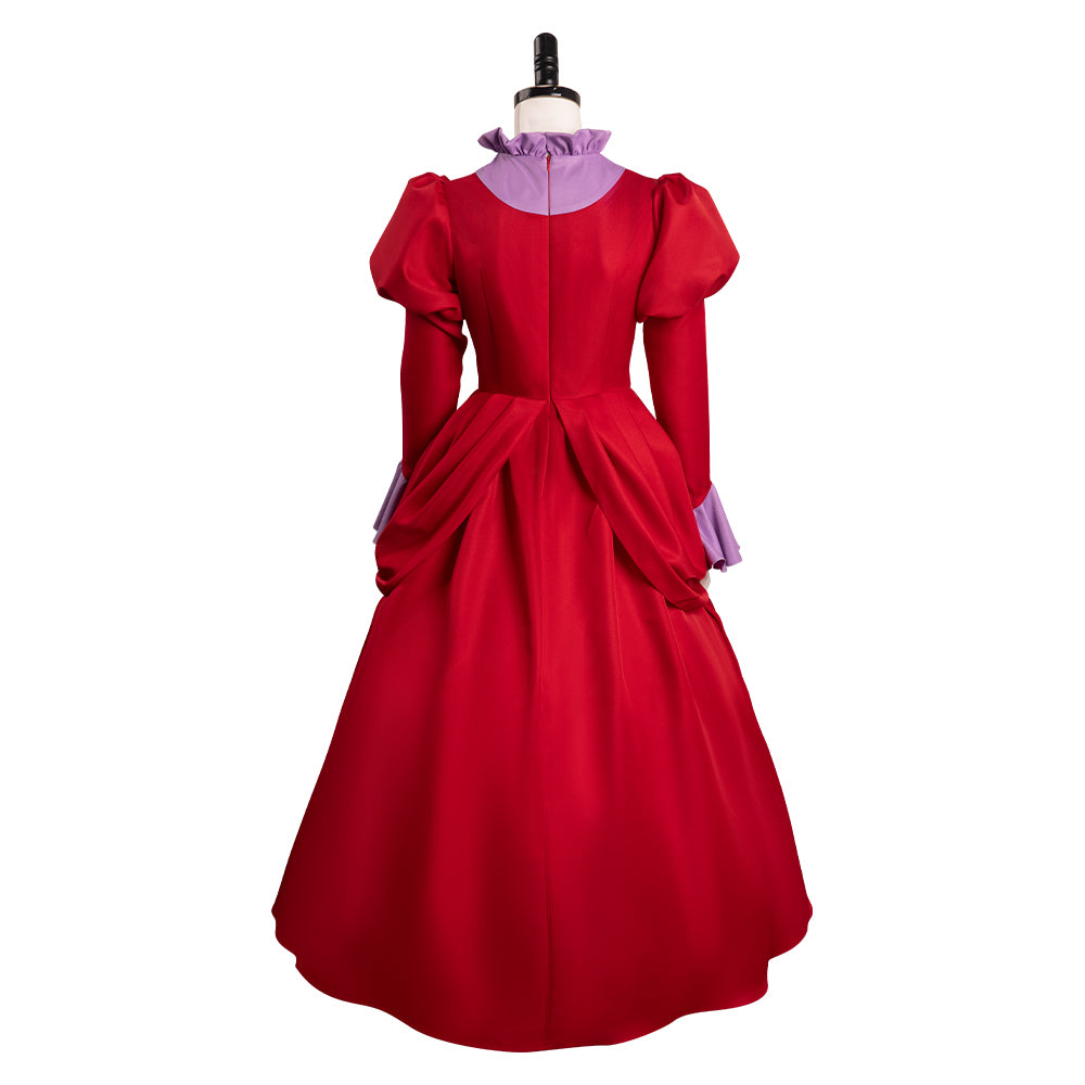 Film Cendrillon Lady Tremaine Rouge Robe Ensemble Cosplay Costume