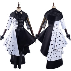 Cruella Cruella de Vil Robe Blanche et Noire Cosplay Costume