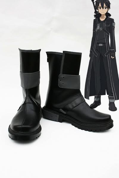 SAO Kazuto Kirigaya Bottes Noires Cosplay Chaussures
