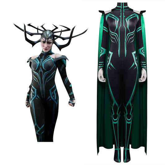 Film Thor: Ragnarok Hela Femme Vert Uniform Combinaison Cosplay Costume