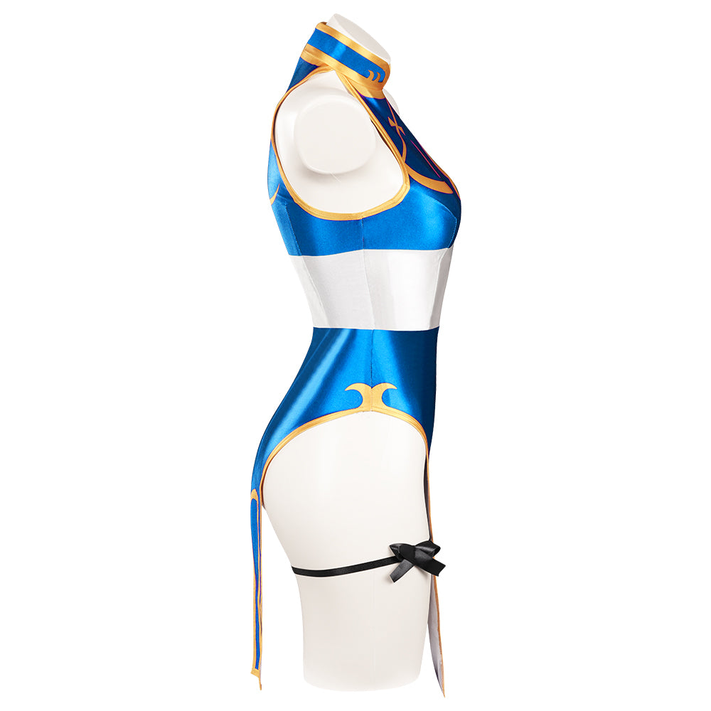 Enfant Street Fighter Chun Li Bleu Jeu Maillot De Bain Cosplay Costume