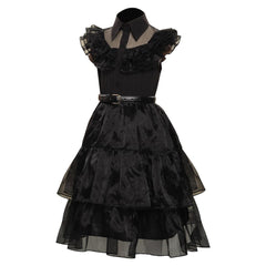 Enfant La Famille Addams 2 Mercredi Boule Noir Robe Cosplay Costume Carnaval