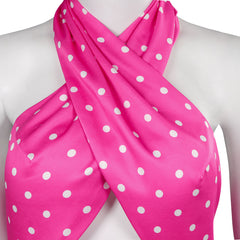 Adulte Film Barbie Robe à Pois Rose Cosplay Costume Halloween Carnaval