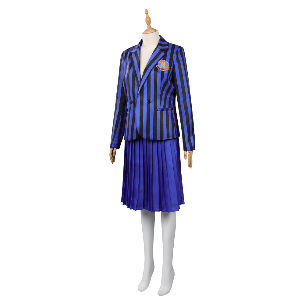 Adulte & Enfant Wednesday Addams Wednesday Bleu Uniforme Scolaire Ensemble Cosplay Costume