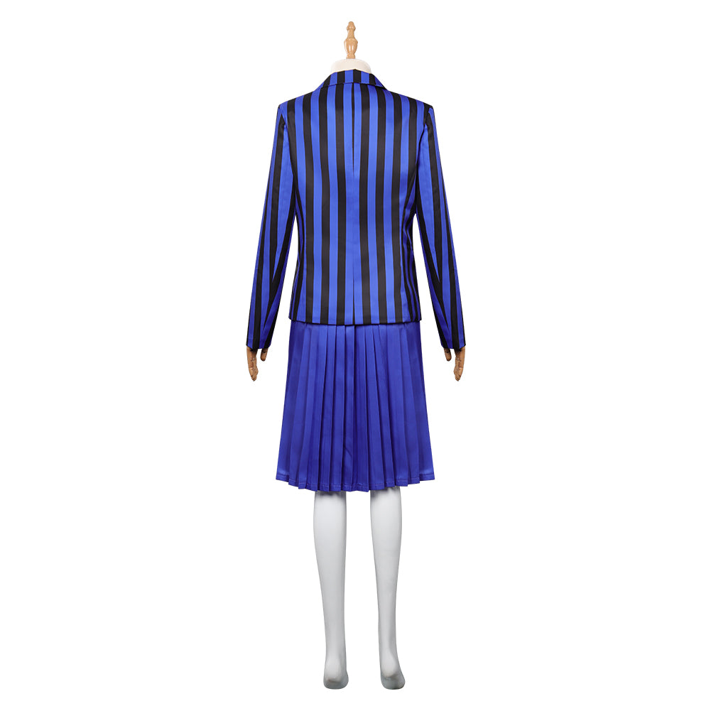 Adulte & Enfant Wednesday Addams Wednesday Bleu Uniforme Scolaire Ensemble Cosplay Costume