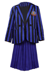 Adulte & Enfant The Addams Family Bleu Uniforme Scolaire Ensemble Cosplay Costume