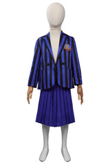 Adulte & Enfant The Addams Family Bleu Uniforme Scolaire Ensemble Cosplay Costume
