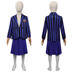 Adulte & Enfant The Addams Family Bleu Uniforme Scolaire Ensemble Cosplay Costume