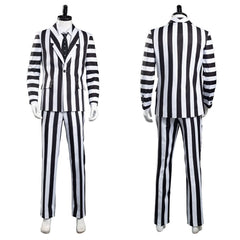 Beetlejuice Adam Rayures Noires et Blanches Halloween Carnaval Cosplay Costume
