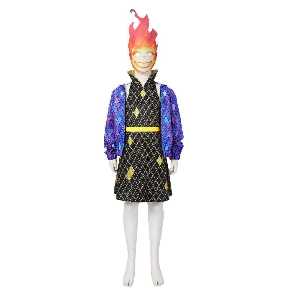 Enfant Film Elemental Ember Robe+Veste+Masque Cosplay Costume