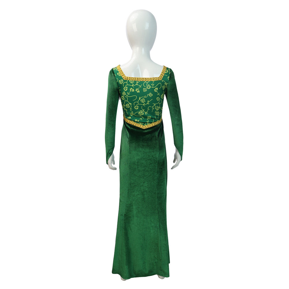 Enfant Shrek Film Princess Fiona Robe Vert Cosplay Costume