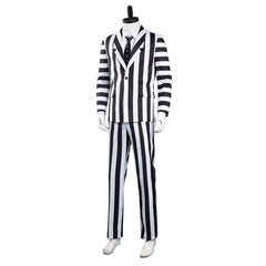 Beetlejuice Adam Rayures Noires et Blanches Halloween Carnaval Cosplay Costume