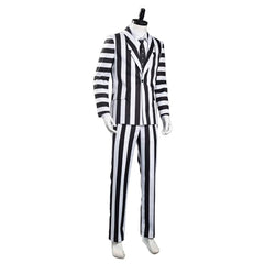 Beetlejuice Adam Rayures Noires et Blanches Halloween Carnaval Cosplay Costume