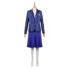 Adulte & Enfant The Addams Family Bleu Uniforme Scolaire Ensemble Cosplay Costume