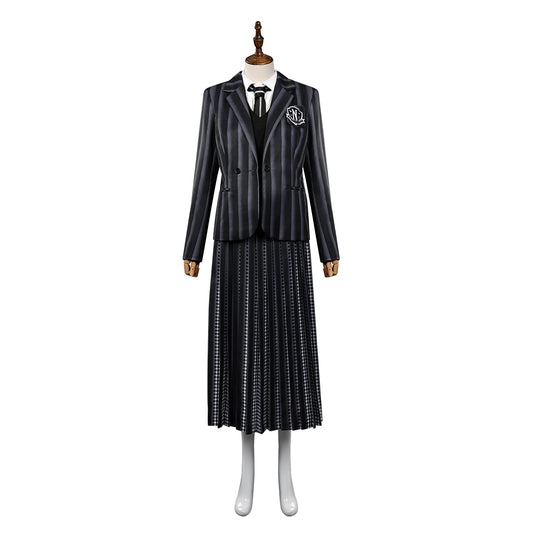 Adulte La Famille Addams 2 Mercredi Robe Uniforme Scolaire Cosplay Costume