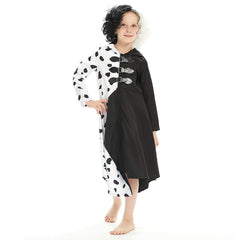 Enfant 2021 Cruella Robe Noire & Blanche Enfant Cosplay Costume